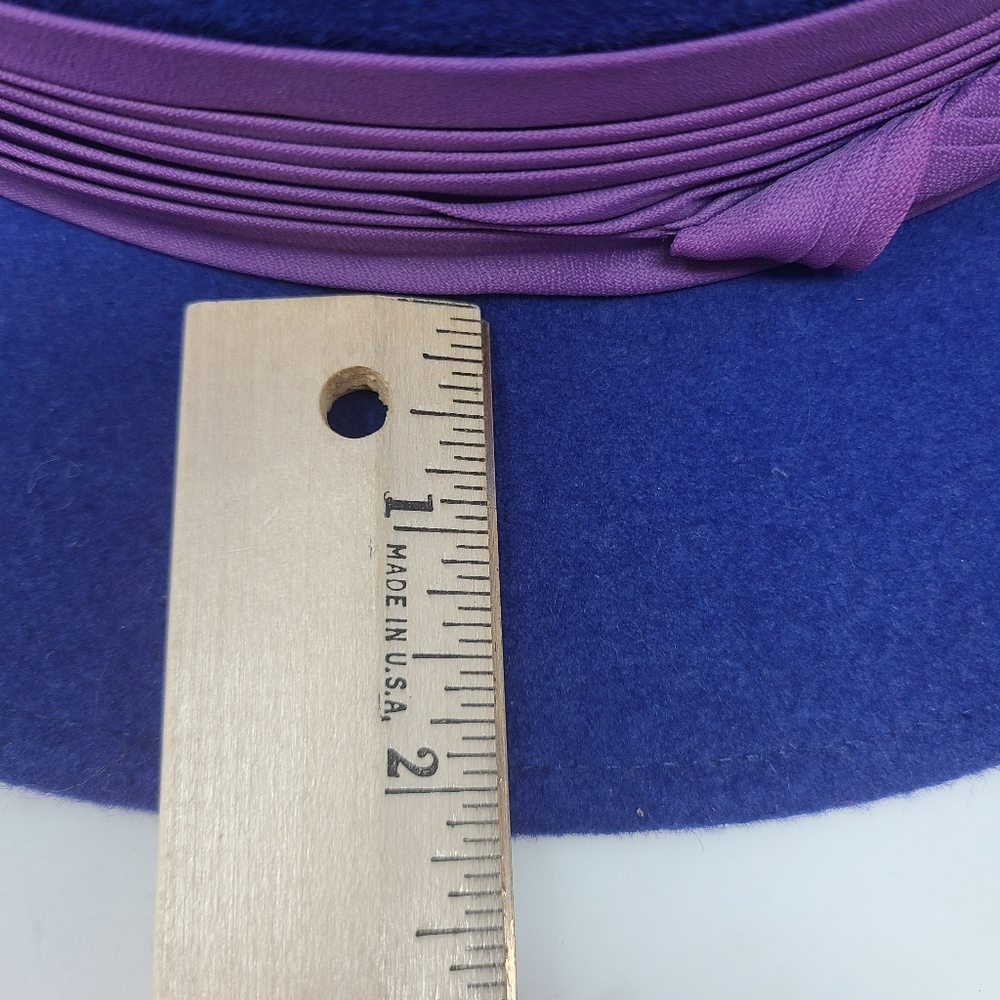 Vintage Lancaster Women's Hat Blue Wool Fedora 22" - Picture 7 of 7